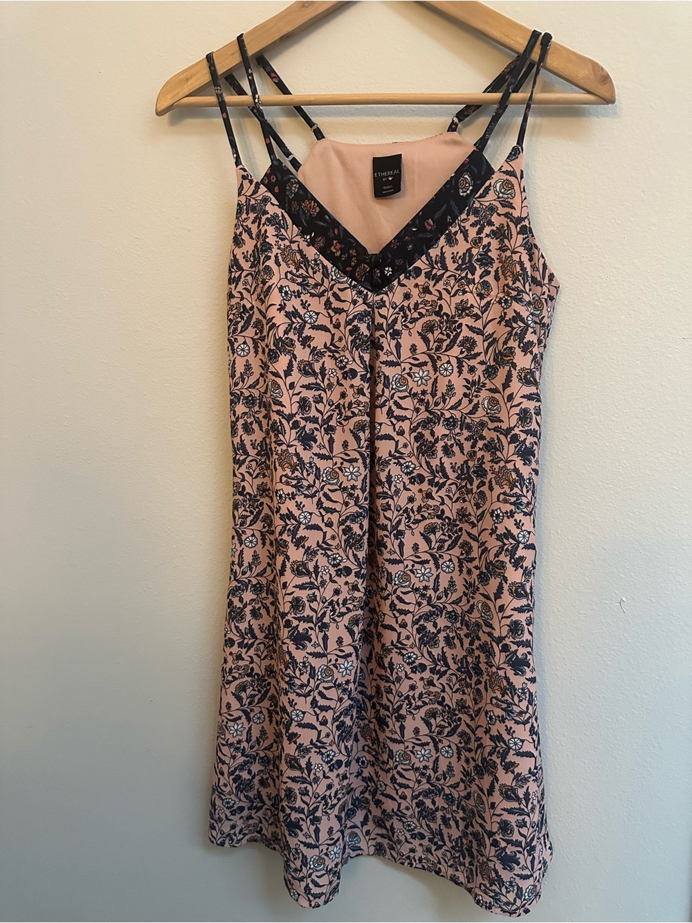 Women's Peach/Beige Floral Satin Slip Dress